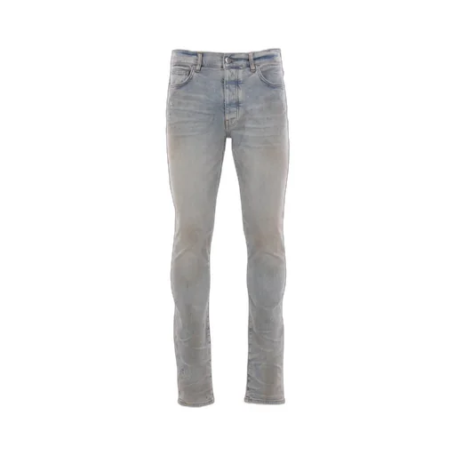 Distressed Logo Patch Straight-Leg Jeans