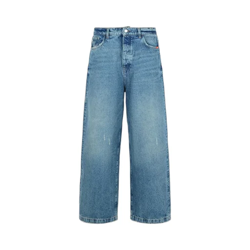 Distressed Wide-Leg Jeans