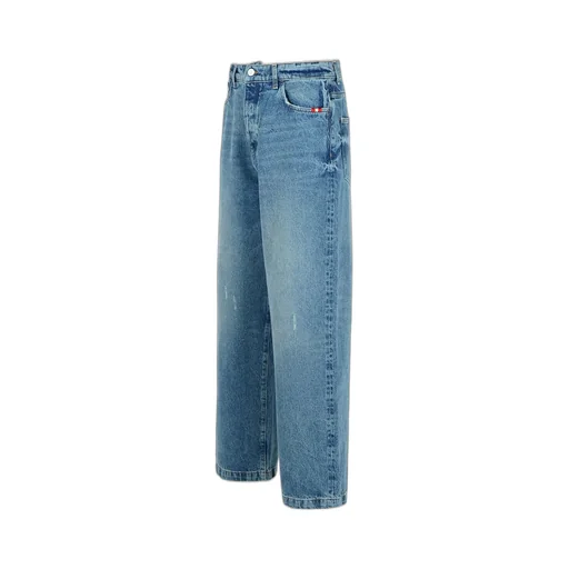 Distressed Wide-Leg Jeans