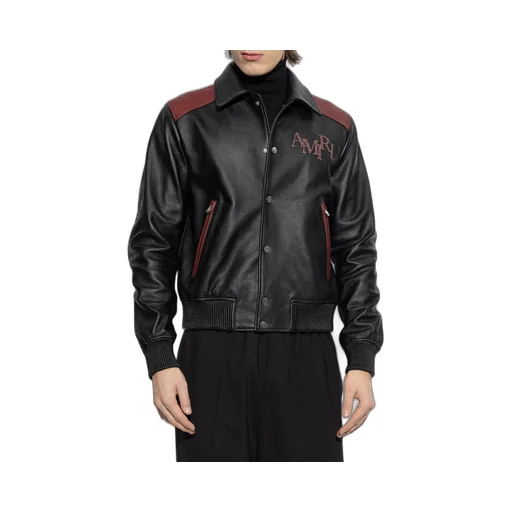 Logo Patch Leather Jacket