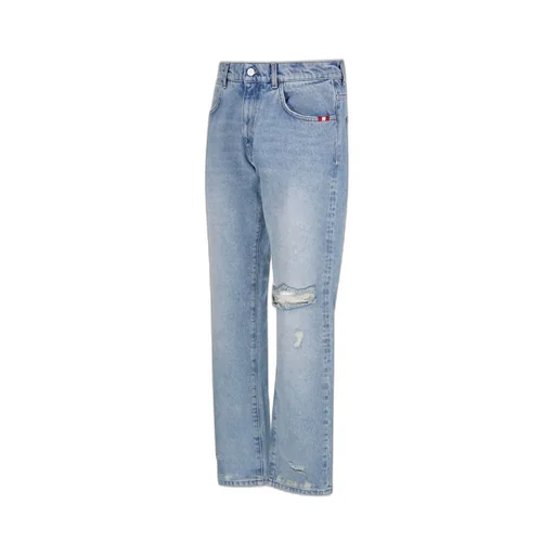 Distressed Straight-Leg Jeans