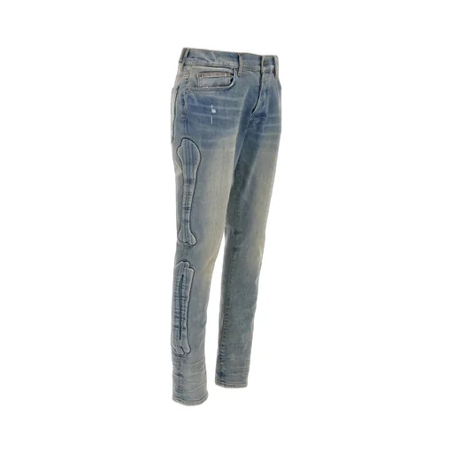 3D Bone Detailed Distressed Skinny Jeans