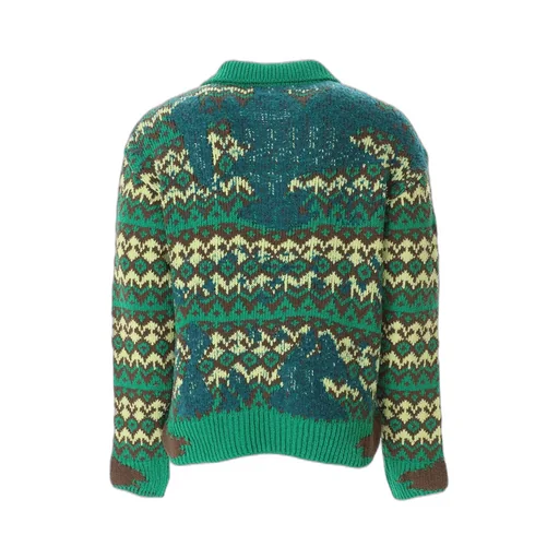 Intarsia Zip-Up Cardigan