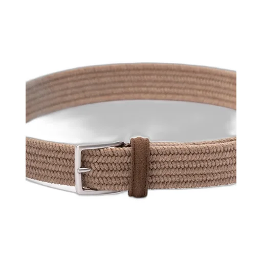 Woven Suede-Trim Belt