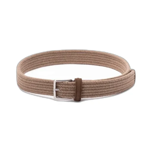 Woven Suede-Trim Belt