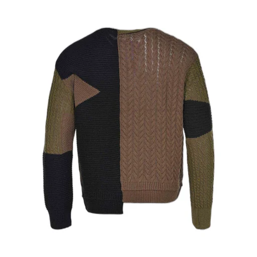 Patchwork Asymmetric Crewneck Jumper