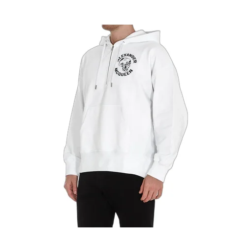 Skull Print Half-Zip Hoodie