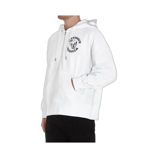 Skull Print Half-Zip Hoodie