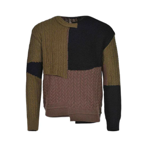 Patchwork Asymmetric Crewneck Jumper
