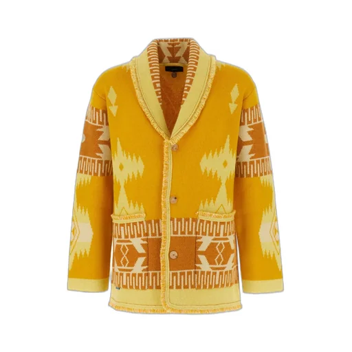 Icon Pattern Jacquard Fringed Detailed Cardigan