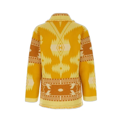 Icon Pattern Jacquard Fringed Detailed Cardigan