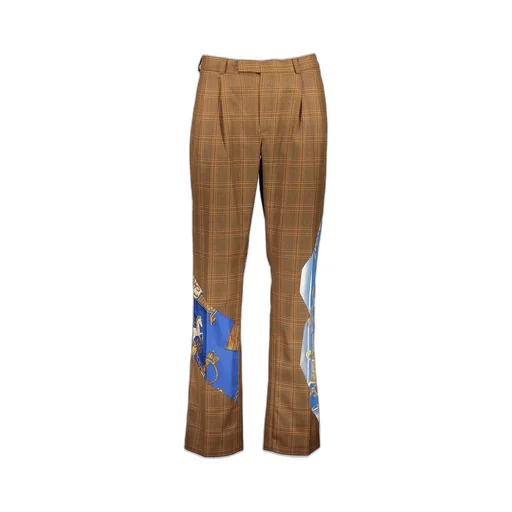Check Pattern Straight-Leg Pants