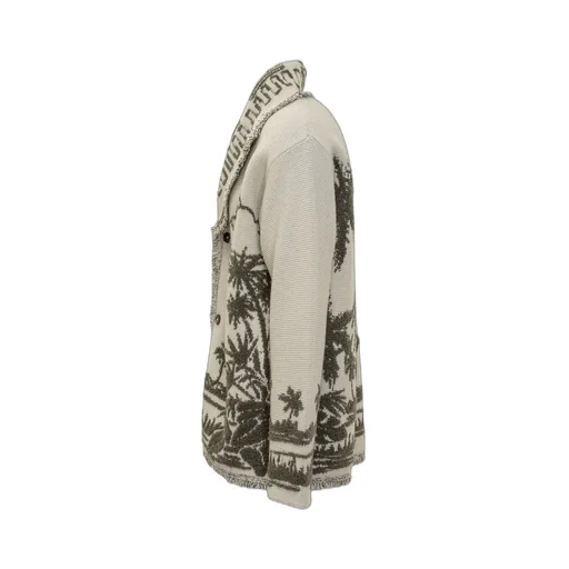 Palm Tree Jacquard Fringed Cardigan