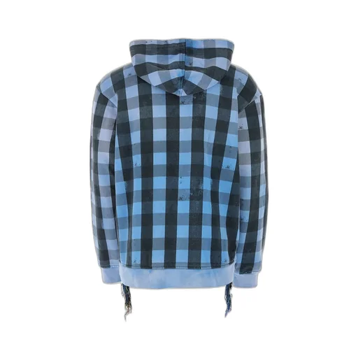Babylon Burning Checked Distressed Hoodie