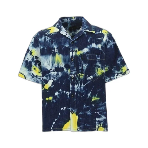 Tie-Dyed Buttoned Short-Sleeved Shirt