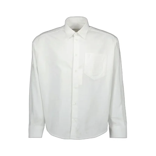 Ami Paris Logo Embroidered Curved Hem Shirt