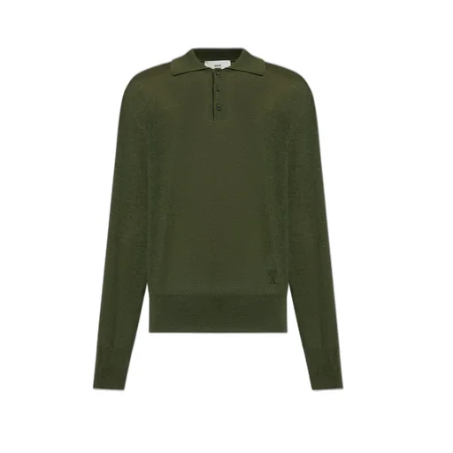 Long Sleeved Knitted Polo Shirt