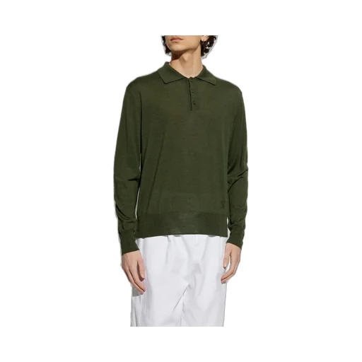 Long Sleeved Knitted Polo Shirt