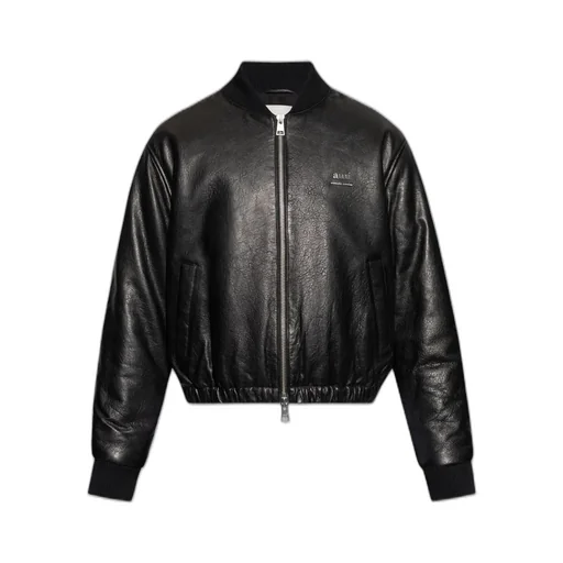 Logo-Plaque Zipped Leather Jacket