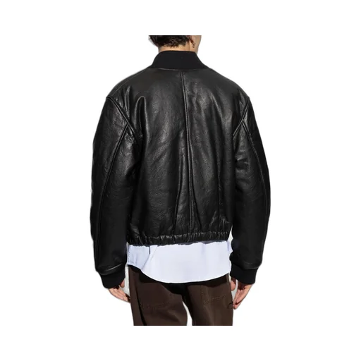 Logo-Plaque Zipped Leather Jacket