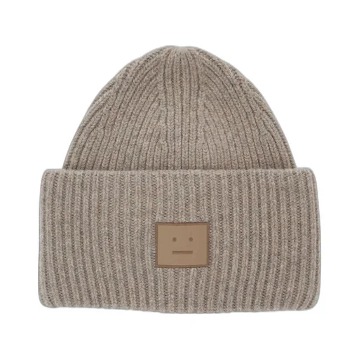 Face Patch Ribbed Beanie