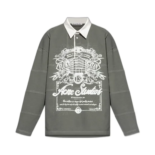 Graphic Printed Long Sleeved Polo Shirt
