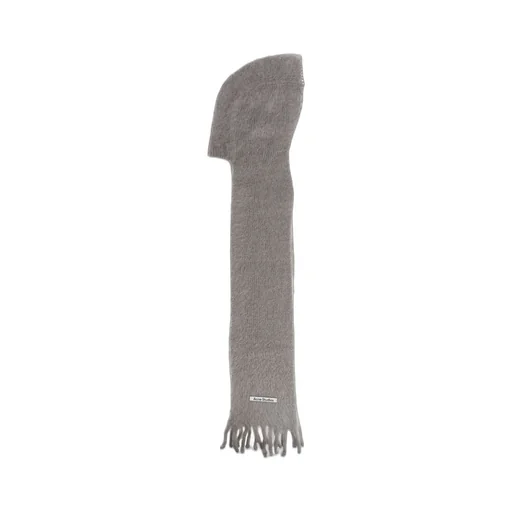Logo Patch Hooded Fringed Scarf