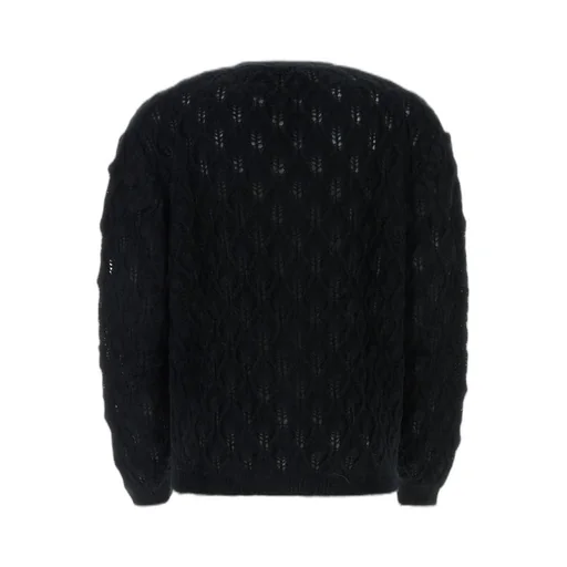 V-Neck Open-Knit Buttoned Cardigan