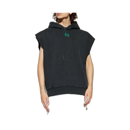 Logo Printed Sleeveless Drawstring Hoodie