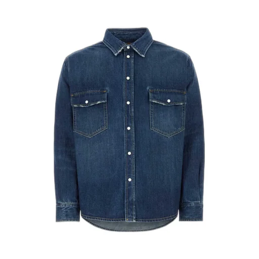 Button-Up Distressed Denim Shirt