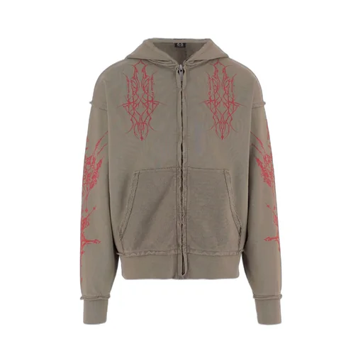 Graphic Zip-Up Sweater