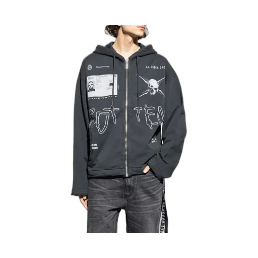 Graphic Zip-Up Sweater