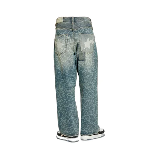 Patchwork Patterned Jeans