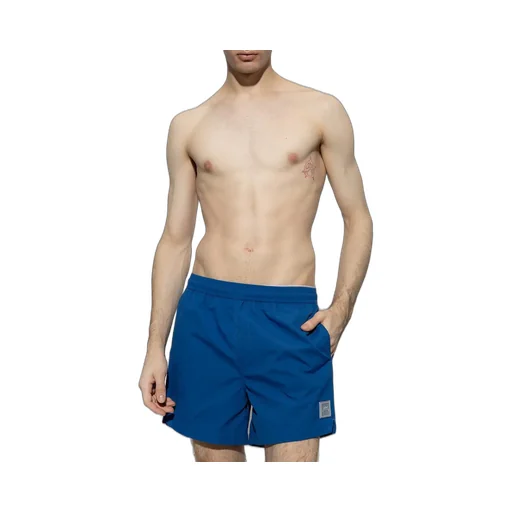 Elasticated Waistband Logo Patch Swim Shorts