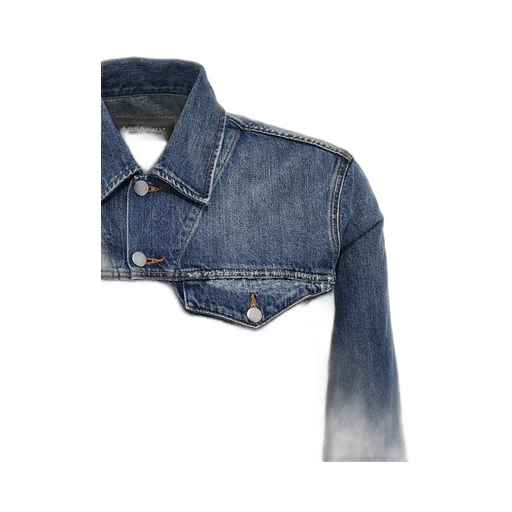 Logo Patch Distressed Denim Jacket