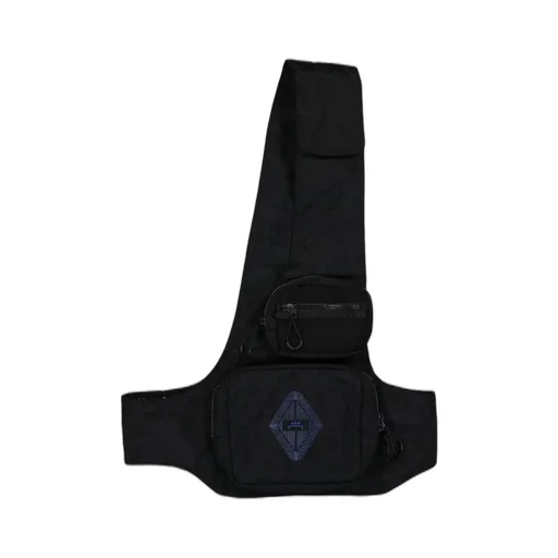 Logo Printed Zipped Shoulder Bag