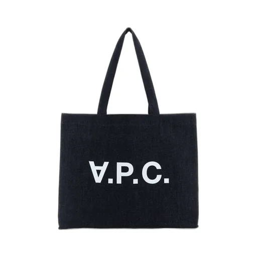 Daniela Logo Printed Denim Shopping Bag