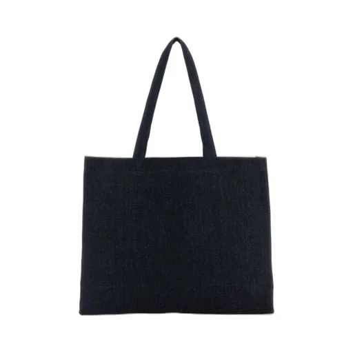 Daniela Logo Printed Denim Shopping Bag