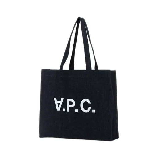 Daniela Logo Printed Denim Shopping Bag