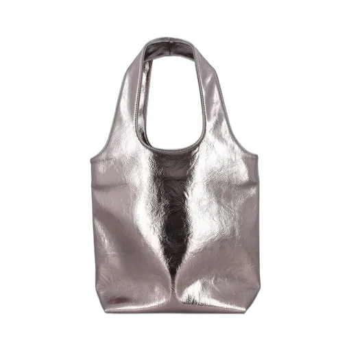 Logo Printed Metallic Effect Tote Bag