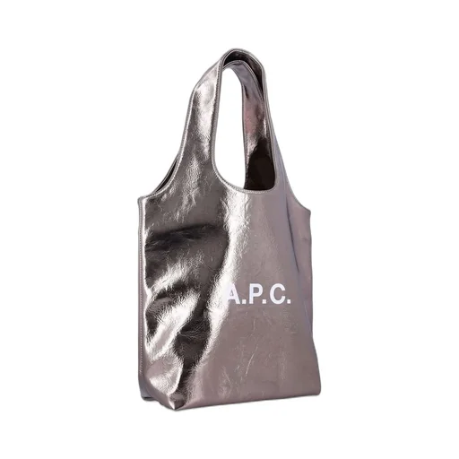 Logo Printed Metallic Effect Tote Bag