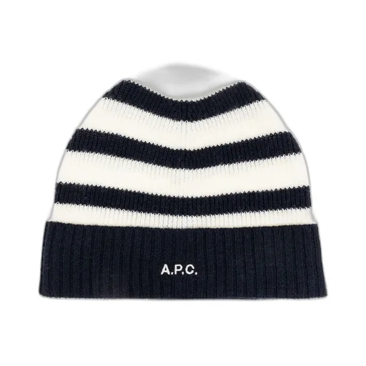 Logo Embroidered Striped Beanie