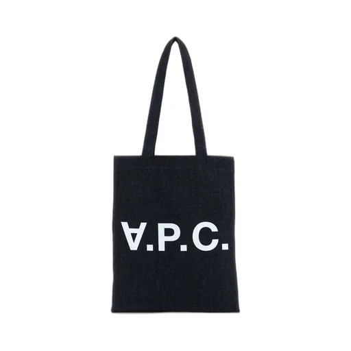 Laure Logo Printed Denim Shopping Bag