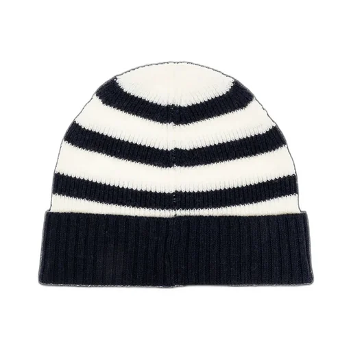 Logo Embroidered Striped Beanie