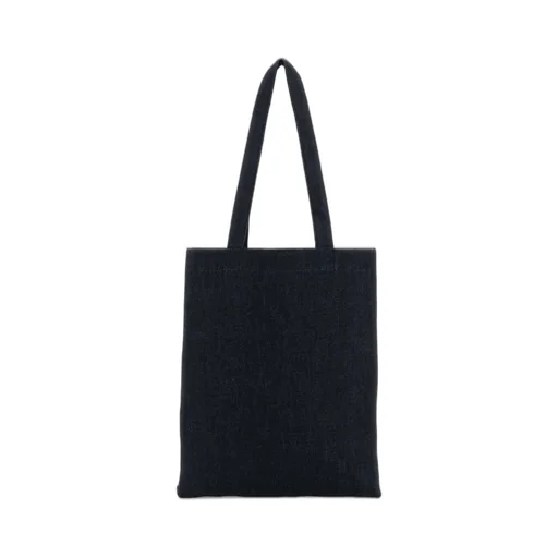 Laure Logo Printed Denim Shopping Bag