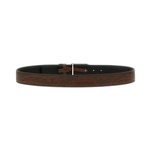 Logo Buckled Paisley Print Reversible Belt