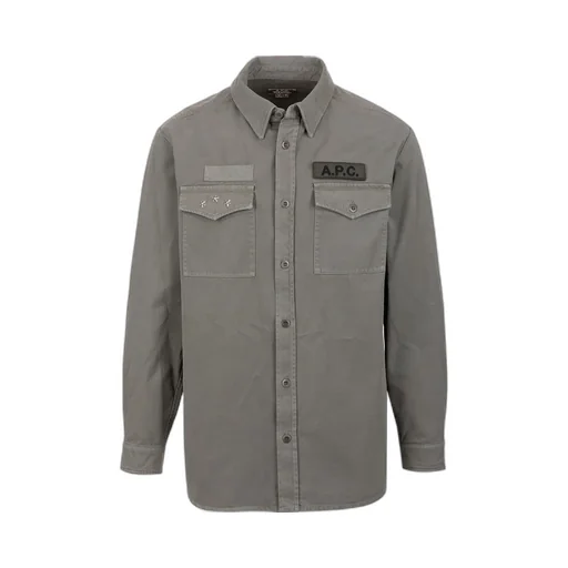Logo-Patch Buttoned Shirt Jacket