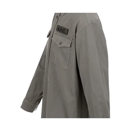 Logo-Patch Buttoned Shirt Jacket
