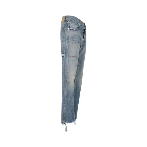 Logo Patch Distressed Jeans