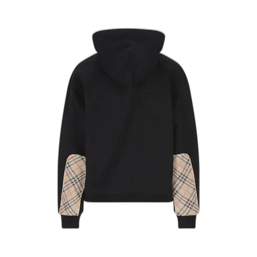 Checked Zip-Up Drawstring Hoodie